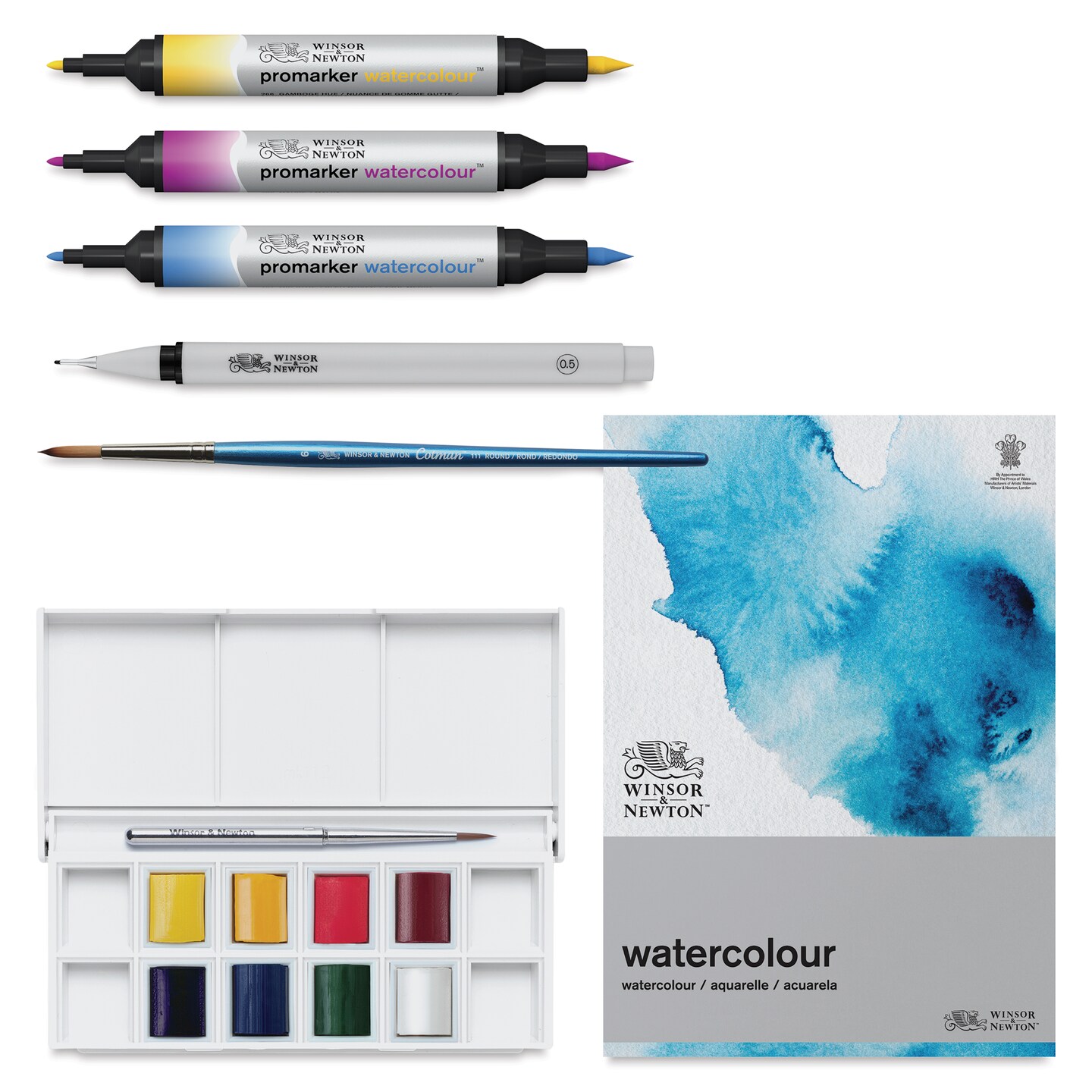 Winsor &#x26; Newton Mixed Media Watercolor Set of 7