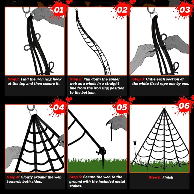 Web Lights, 19.7ft x 14.7ft Lighted White Spider Web with 250 LEDs, Sturdy Wire Halloween Web Lights with 8 Modes, Waterproof for Yard, Porch Decor (Purple)