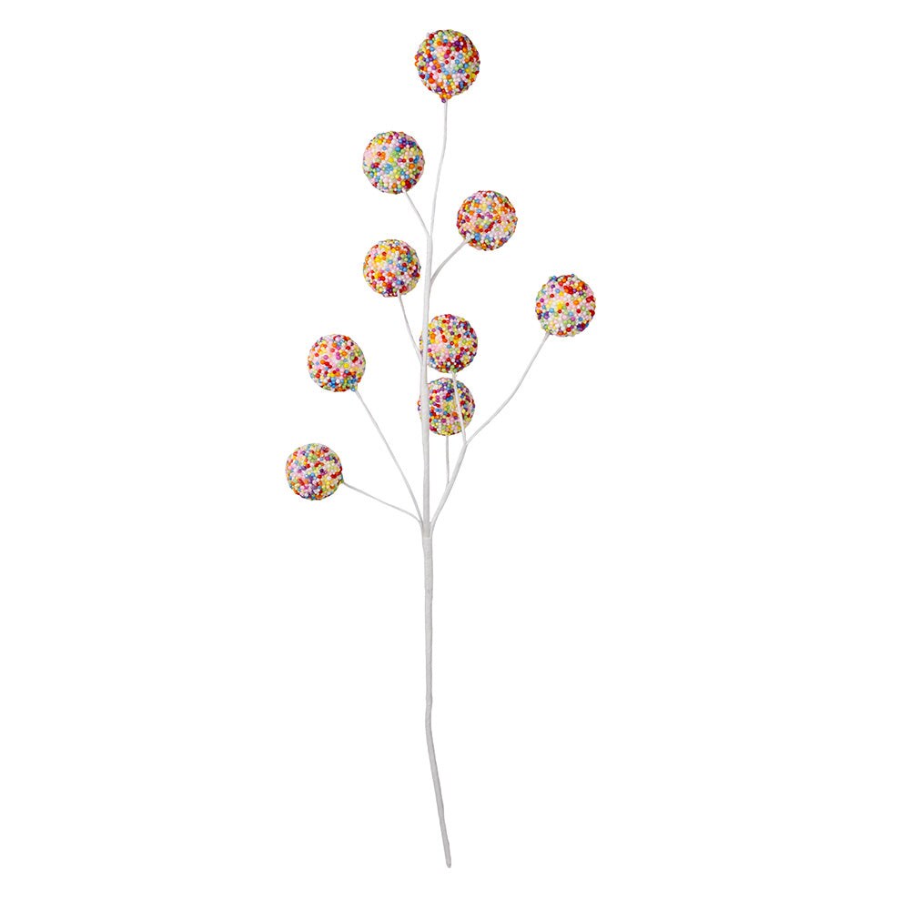25.5" Sprinkle Glittered Ball Spray – Colorful Christmas Floral Accent