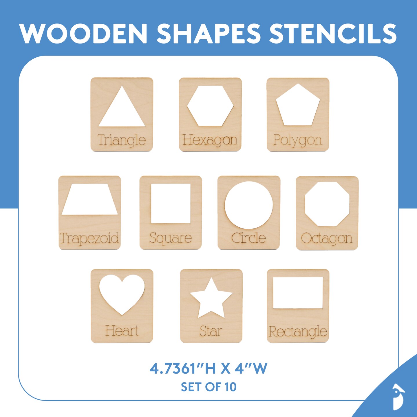 Set of 10 Eco-friendly Geometric Stencils for Painting & DIY Crafts |Woodpeckers
