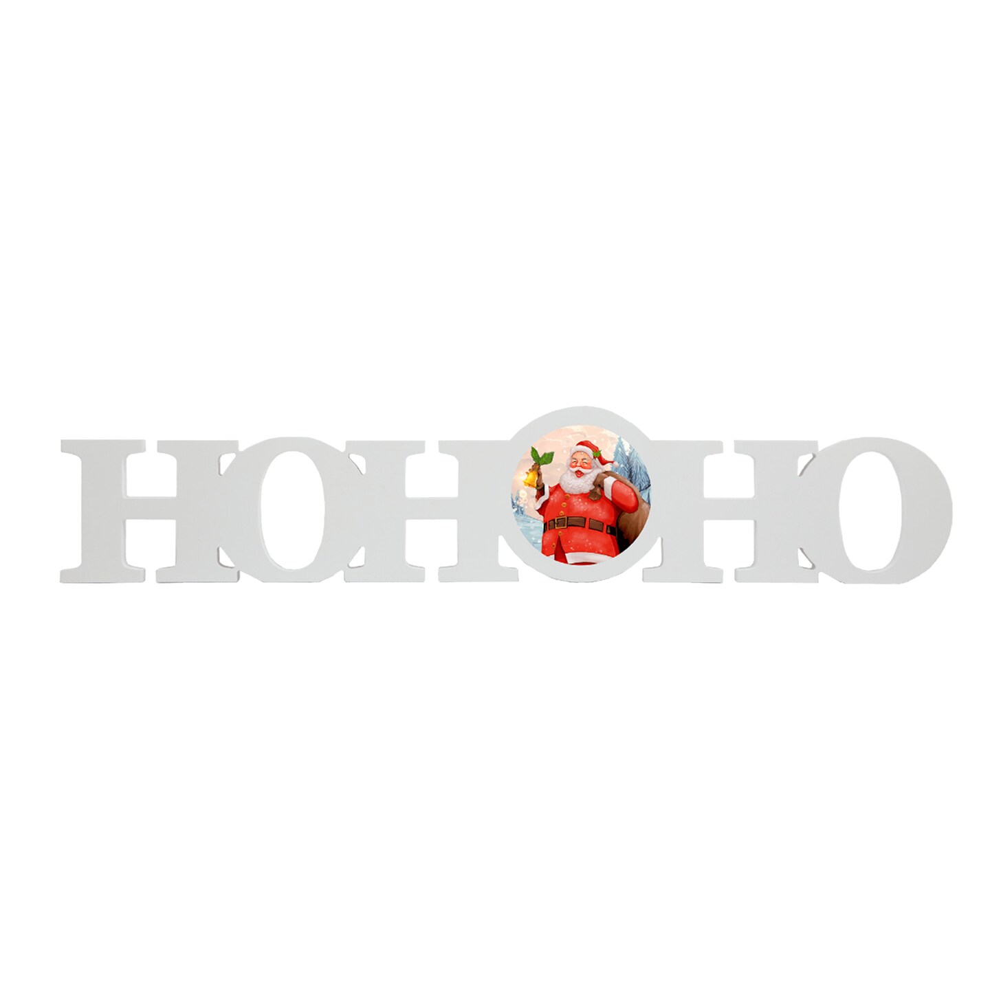 Sublimation Christmas White Coated Wood Word Blocks D&#xE9;cor for Holiday&#x2013; Sublimation Ready with 3.74&#x201D; Plate- HoHoHo