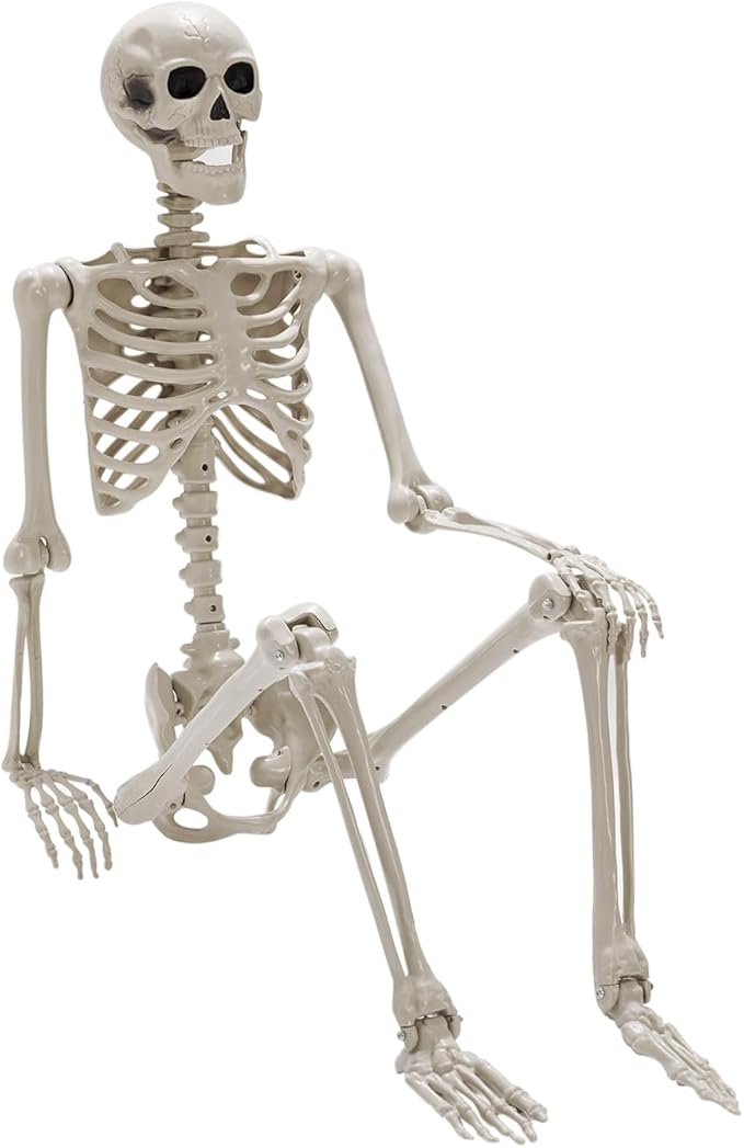 Halloween Skeleton Decorations, 2.95ft Life Size Posable Skeleton, Large Full Body Skeleton, Realistic Child Skeleton for Halloween Outdoor Indoor Party Decor Haunted House Graveyard