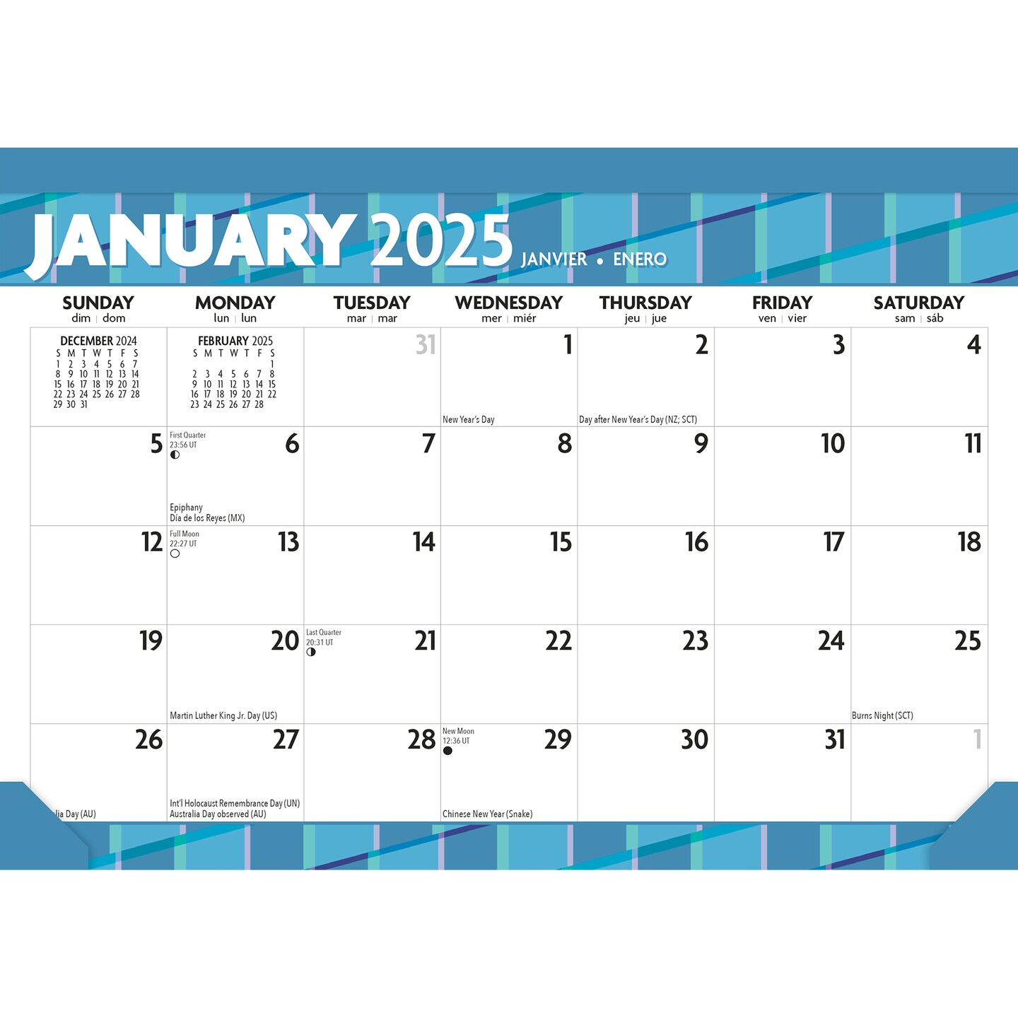 Large Print | 2025 17 x 12 Inch Monthly Desk Pad Calendar | BrownTrout | Easy to See Large Font