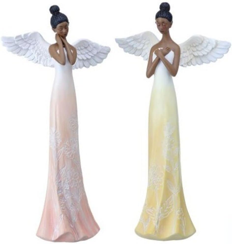 14&#x22; African American Angel Figurine &#x2013; Elegant Resin Christmas Decoration