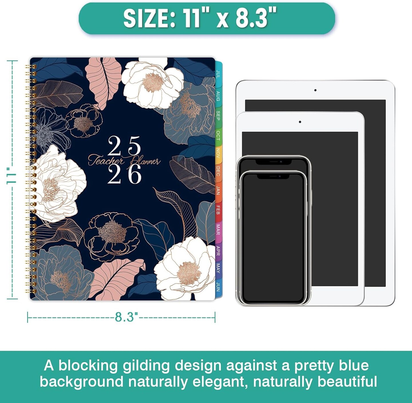 Teacher Planner 2025-2026 Lesson Plan Book for Teachers - Engraved Floral