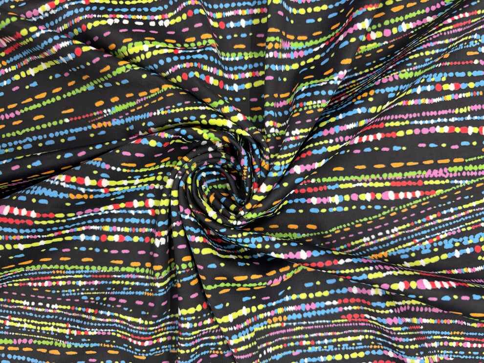 1 Yard Abstract Line Spandex Fabric for Swimwear Leggings Costumes Dancewear 58/60 Inch Width