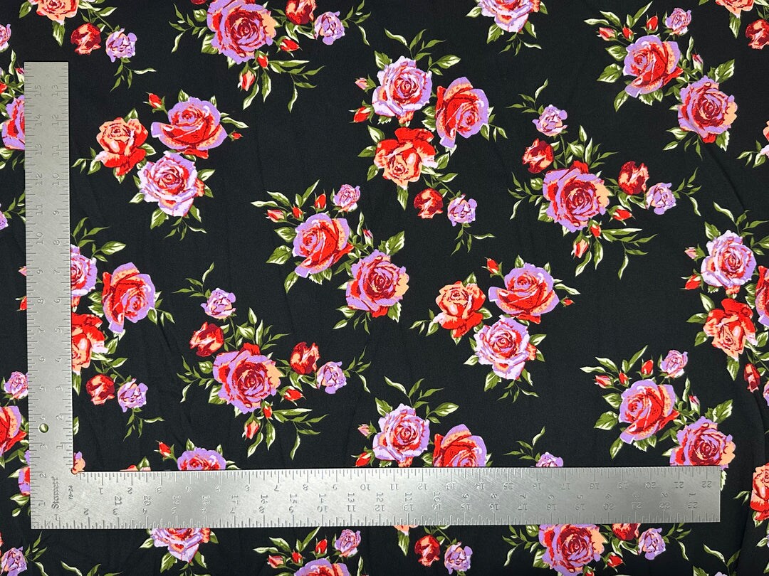 1 Yard Techno Crepe Knit Floral Print Fabric Soft Stretch 58"-60" Width ...
