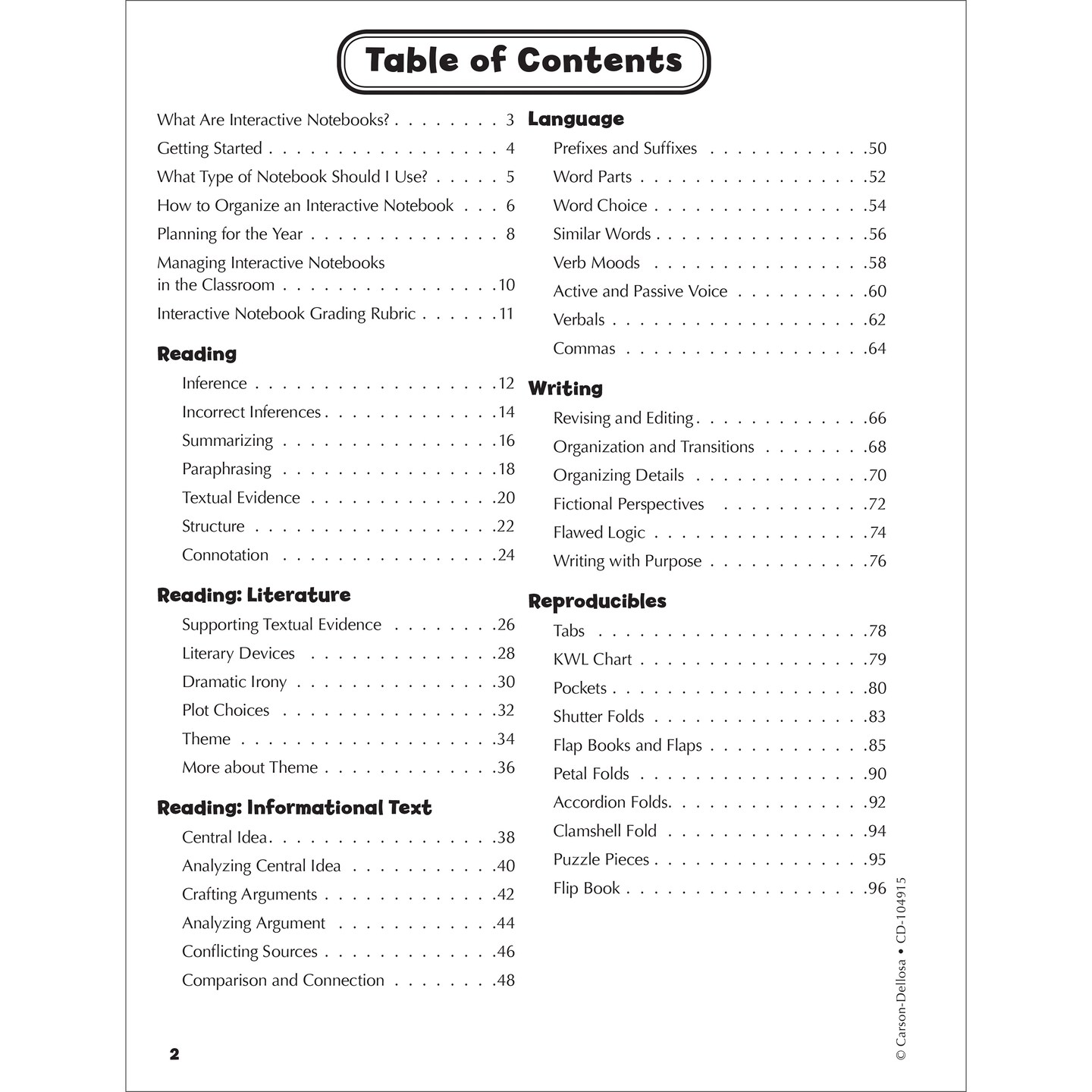 Carson Dellosa 8th Grade Language Arts Interactive Notebooks, Personalized Workbook to Reinforce Textual Evidence, Literary Devices, Editing, Note Taking Skills, and More