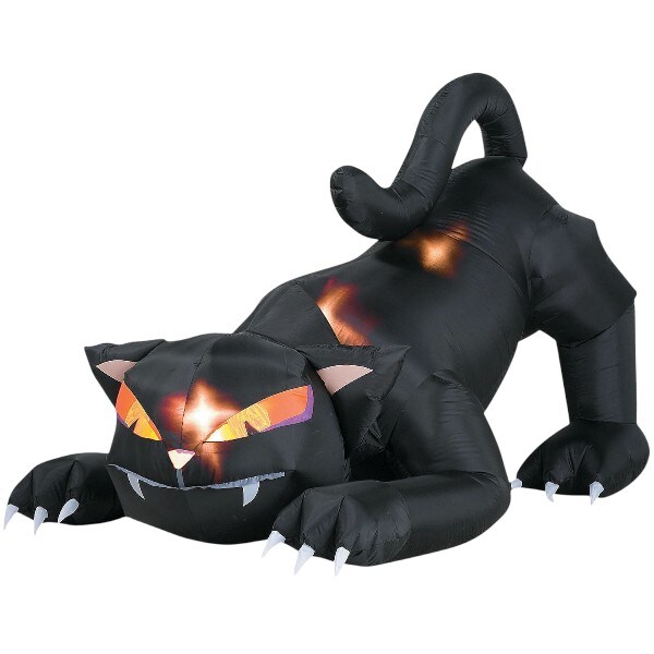 72&#x22; Animatronics Inflatable Black Cat With Turning Head Halloween Decoration