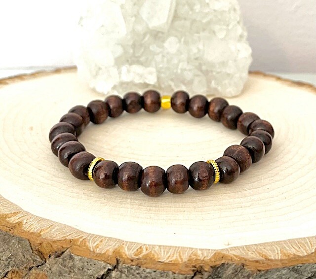 Dark Brown Wood Stretch Bracelet Teens, Men's Women's Large Beaded Bracelet Small to XX Large MakerPlace by Michaels