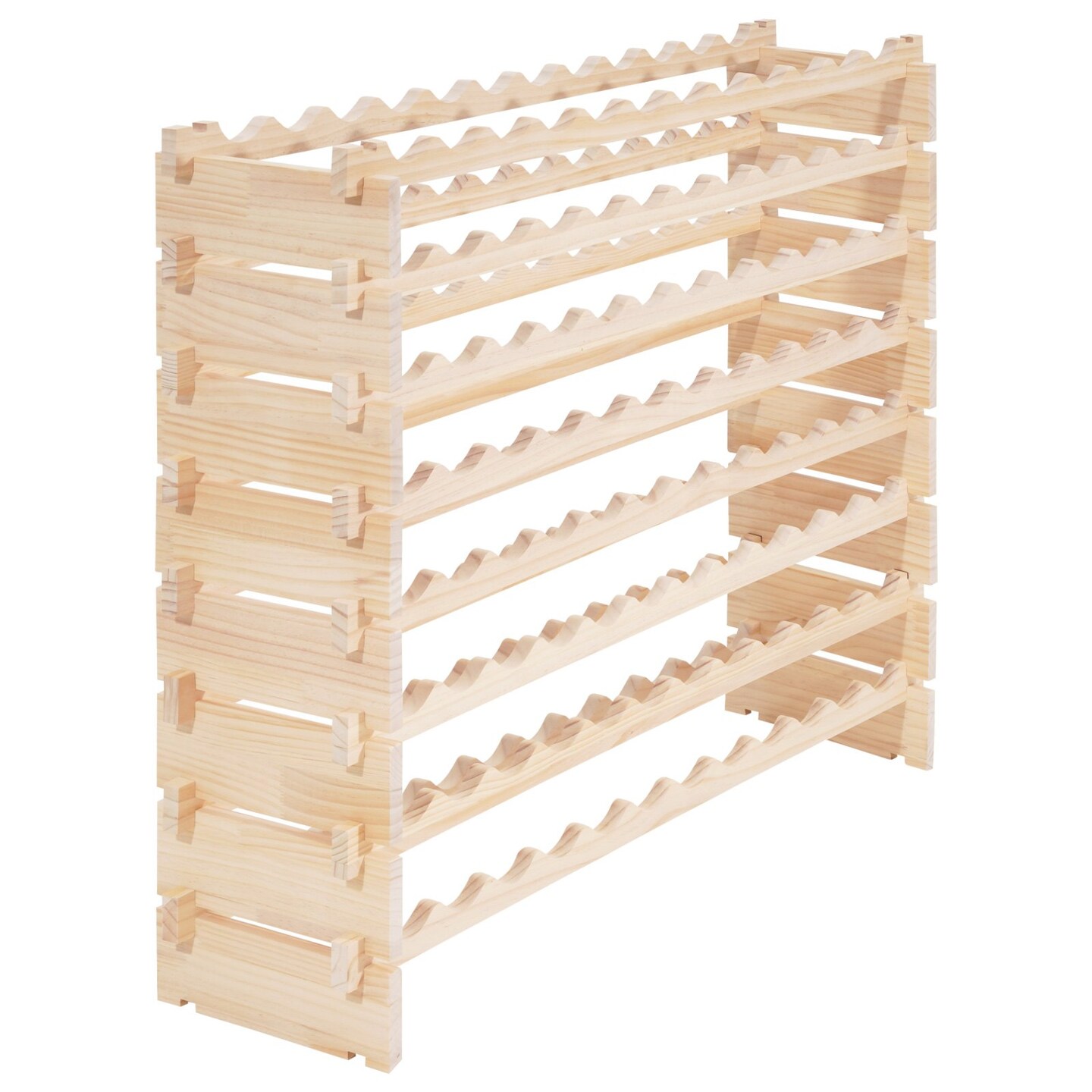 Solid Wood Stackable Wine Rack for 6 Bottles, Modular Floor Design