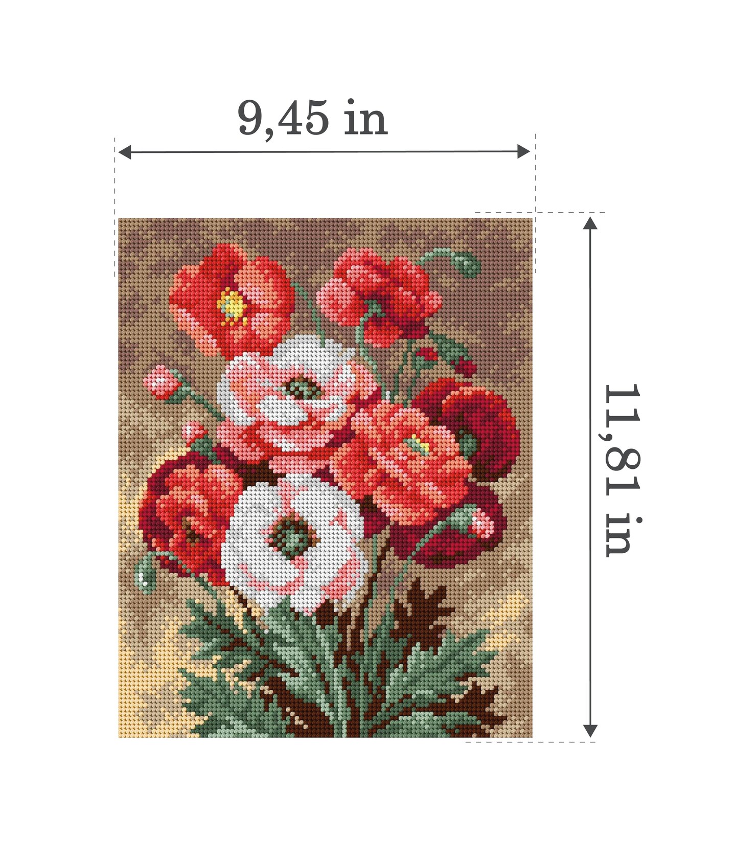 Gobelin canvas for halfstitch without yarn Bouquet of Poppies 2214H