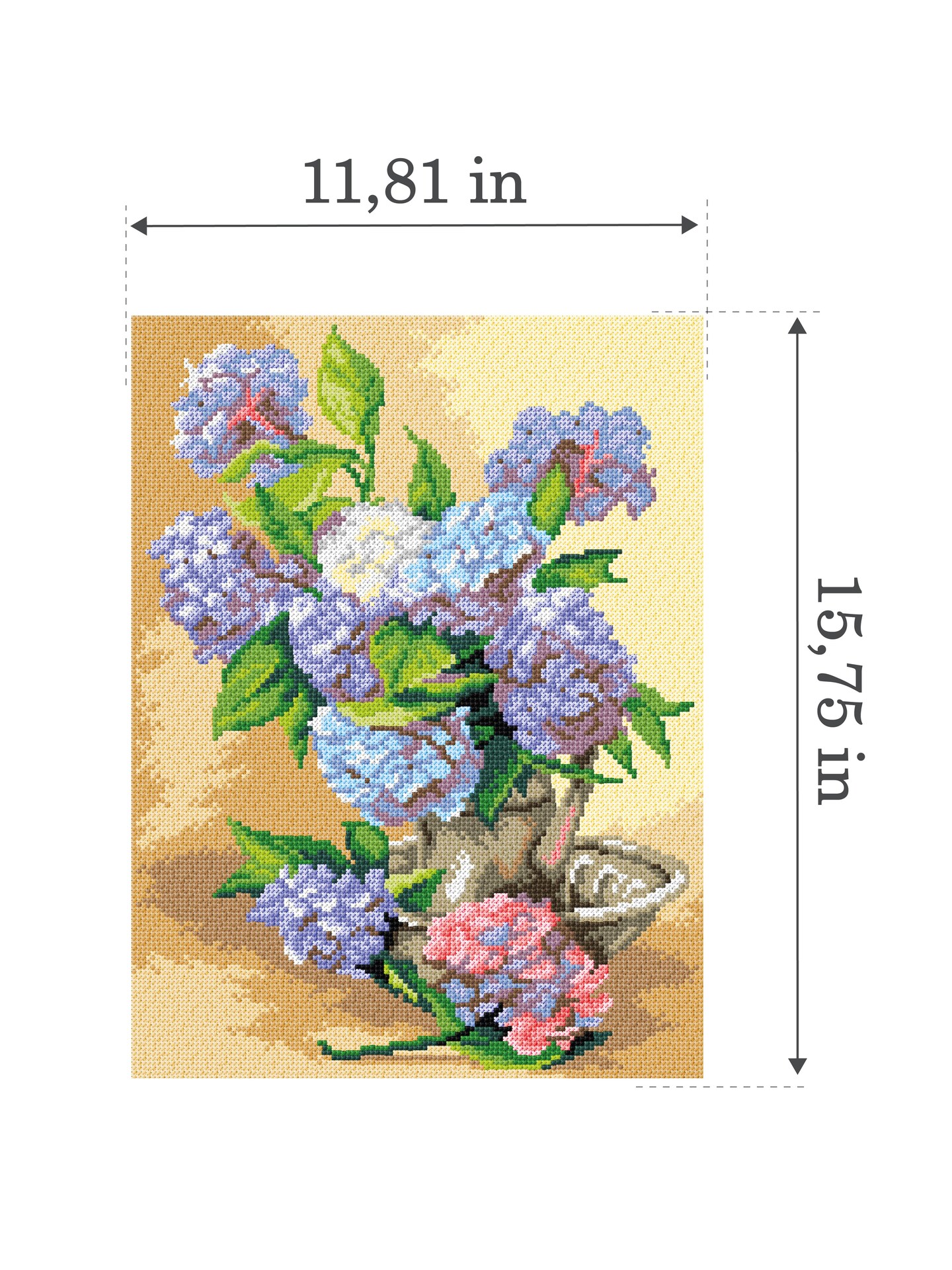Needlepoint canvas for halfstitch without yarn Hydrangeas 3560J