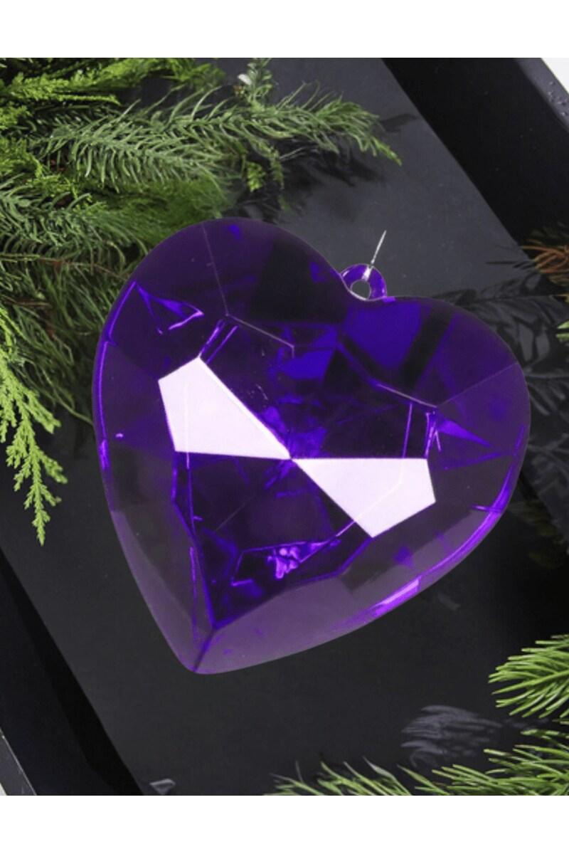 6&#x22; Acrylic Heart Jewel Ornament: Purple