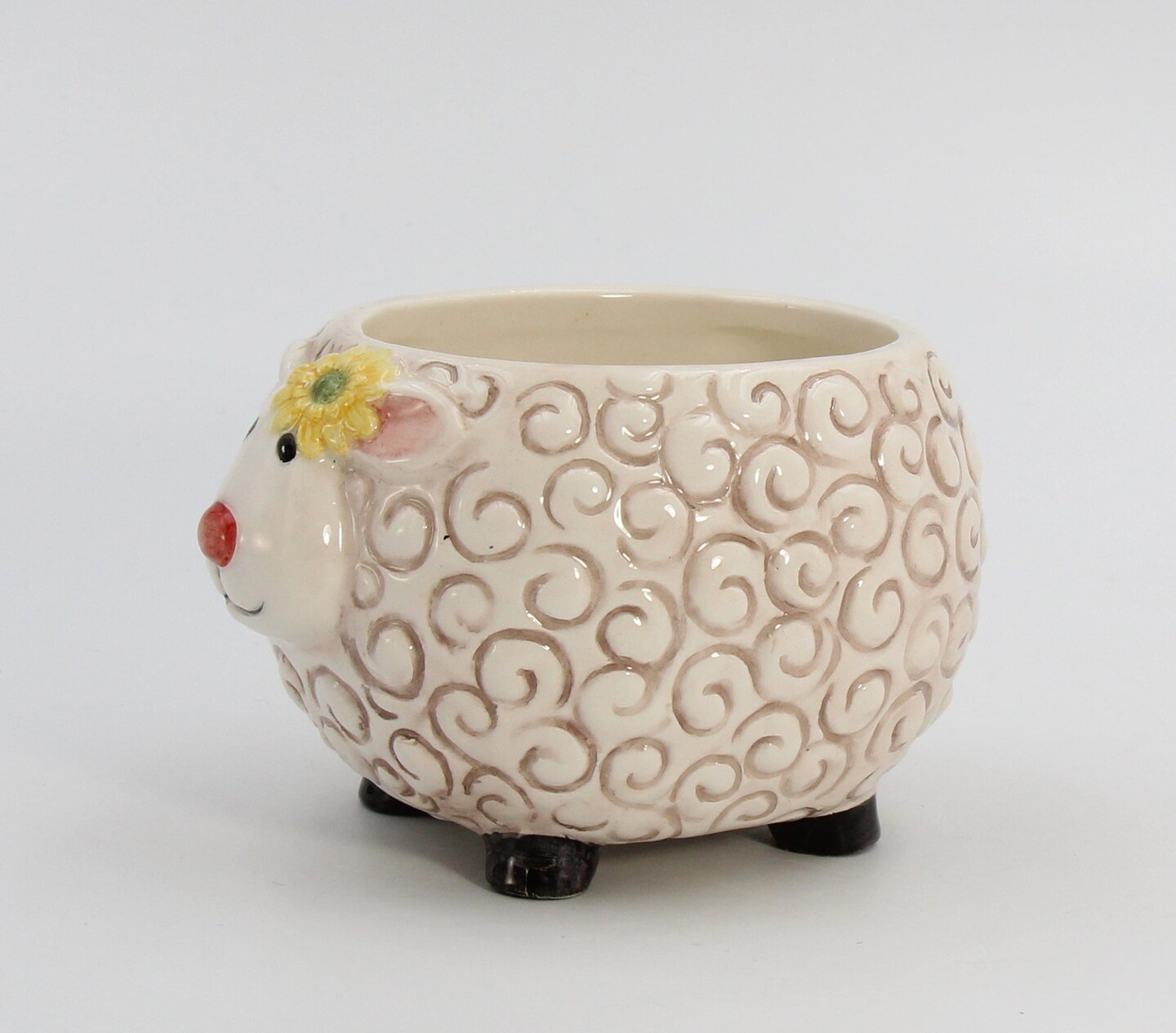 Ceramic Sheep with Sunflower Bowl or Indoor Planter, Home Décor, Gift for Her, Gift for Mom, Kitchen Décor, Farmhouse Decor