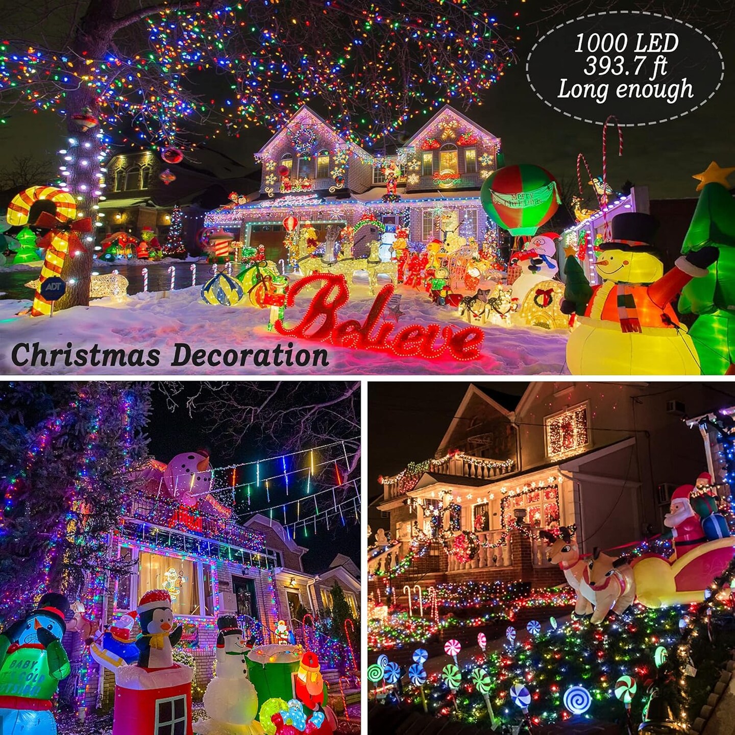 403FT 1000 LED Christmas Lights Outdoor String Lights 8 Modes &#x26; Timer Fairy Light Plug in Waterproof LED String Lights for Xmas Yard Tree Wedding Party Holiday Decorations (Multicolor)