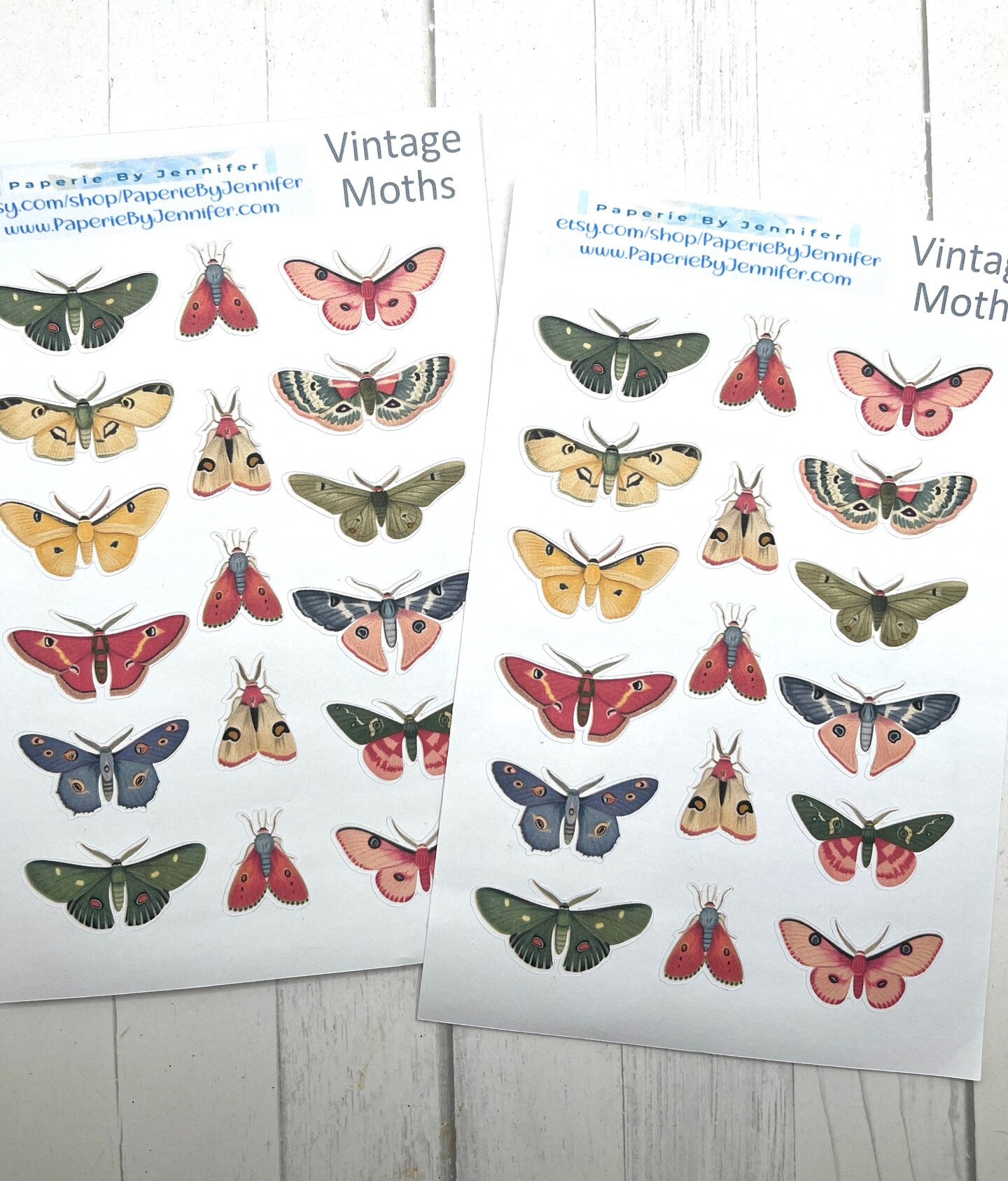 Art Stickers Vintage Moths 2 Sheets 34 Stickers Journal Embellishments ...