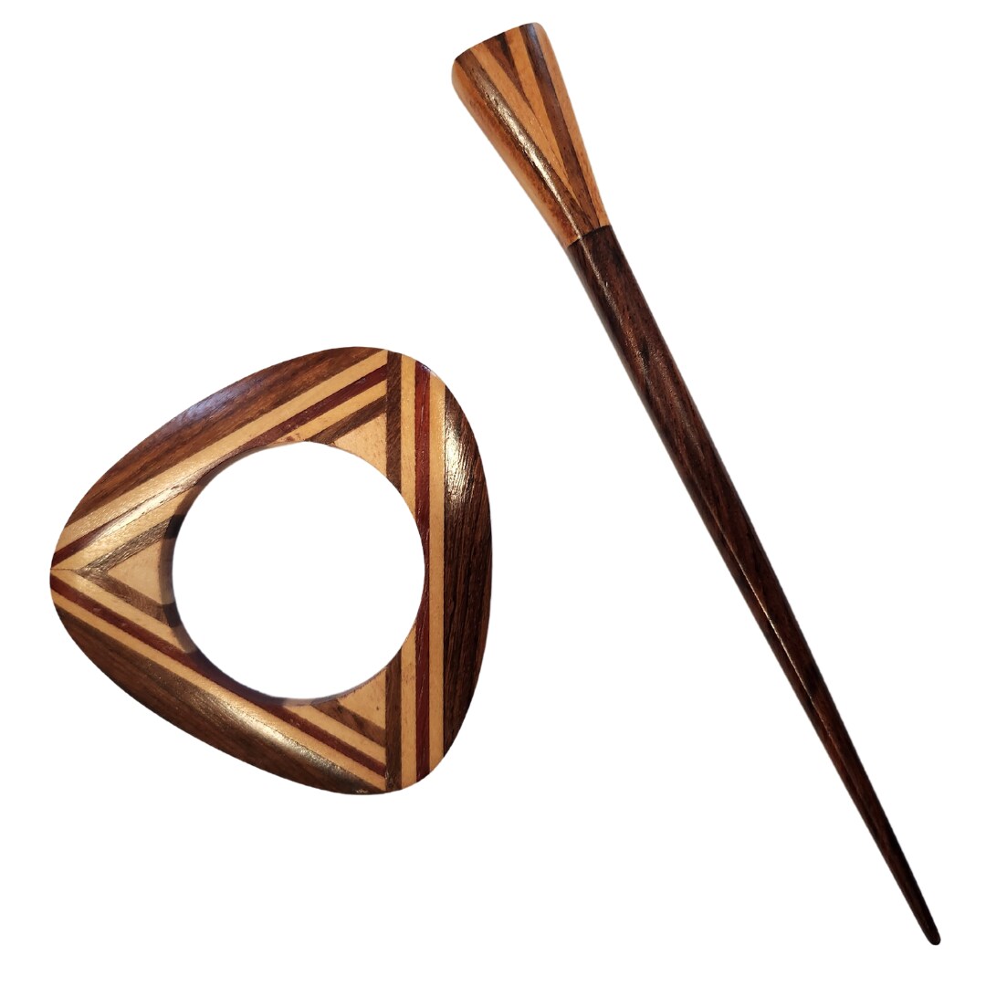 My Two Ladies Geometric Shawl Pin | w/Stick