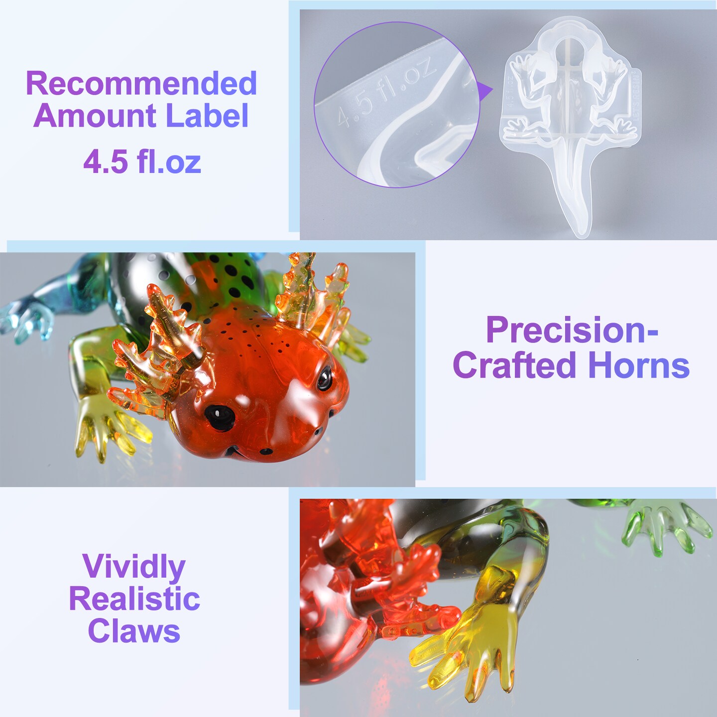 LET&#x27;S RESIN Large Axolotl Resin Molds Silicone, 3D Detailed Animal Silicone Molds, Flexible Effortless Demoldable Epoxy Resin Molds, Thickened Deep Epoxy Molds for Art Crafts, Gift, and Home Decor