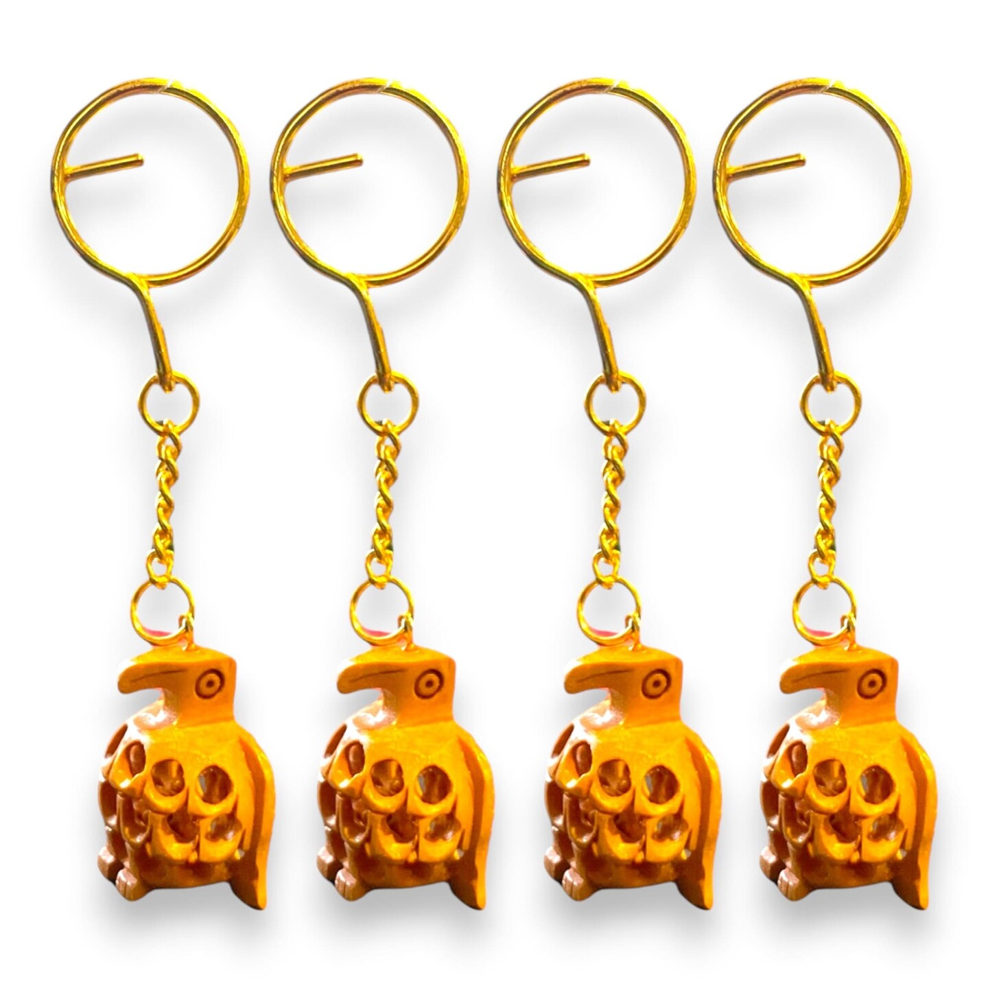 4Pc Wooden Keychain Egle Owl Rabbit Camel Horse Amulet Keyring Door Car ...