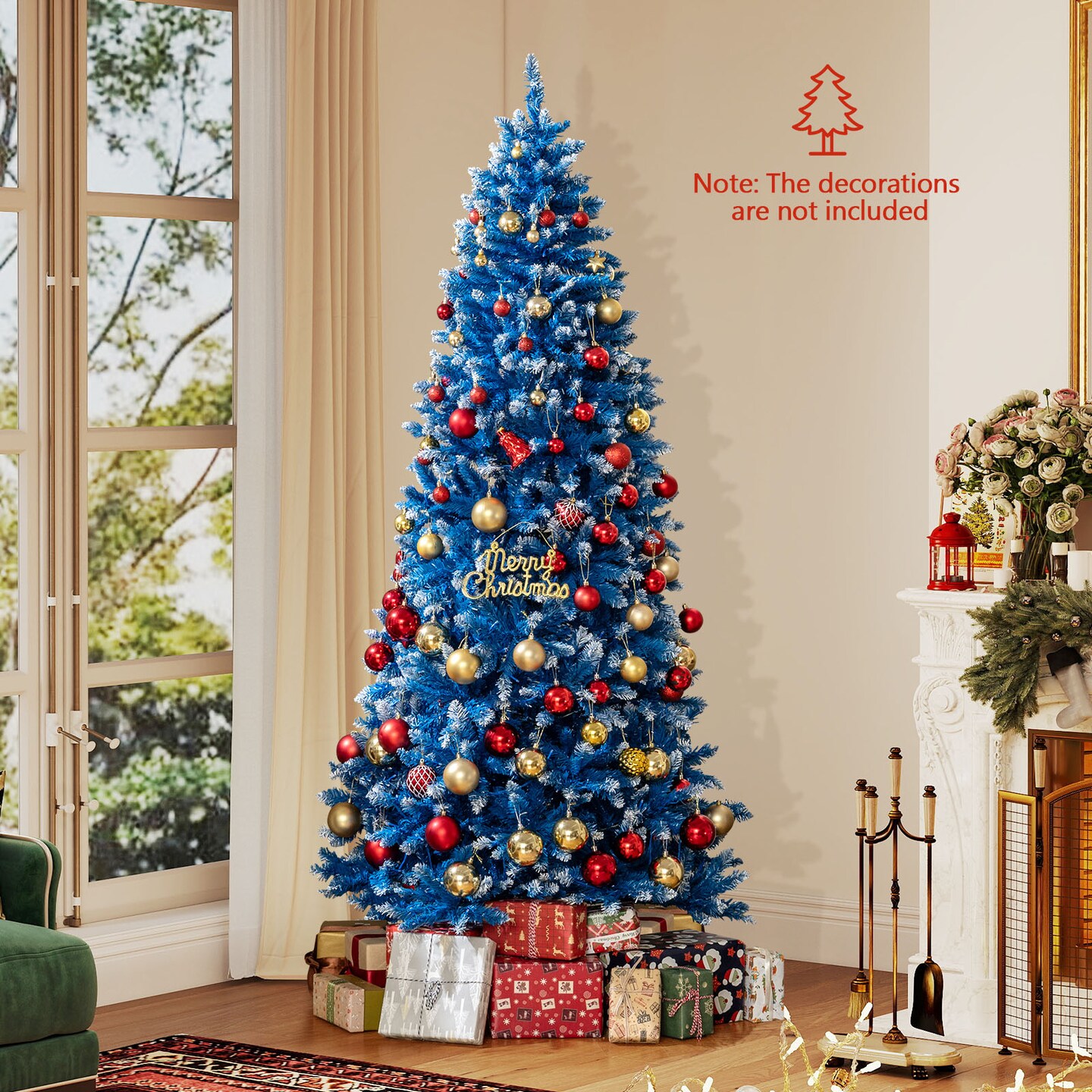 Blue PVC and Metal LED Christmas Tree with 270 Lights - Pre-Lit