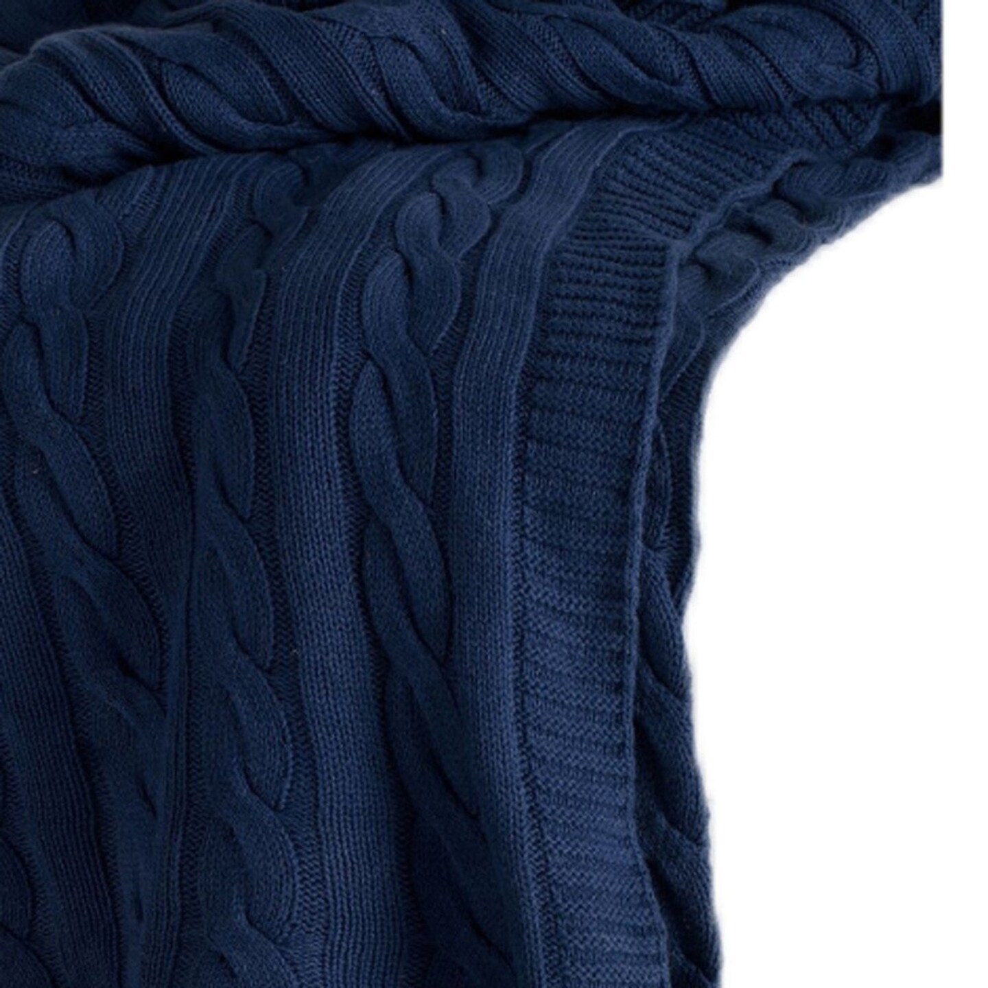 Edge Collections - 50" x 50" - Blue - Stylish Knitted Throw Blanket for Warmth and Comfort - 1 Piece