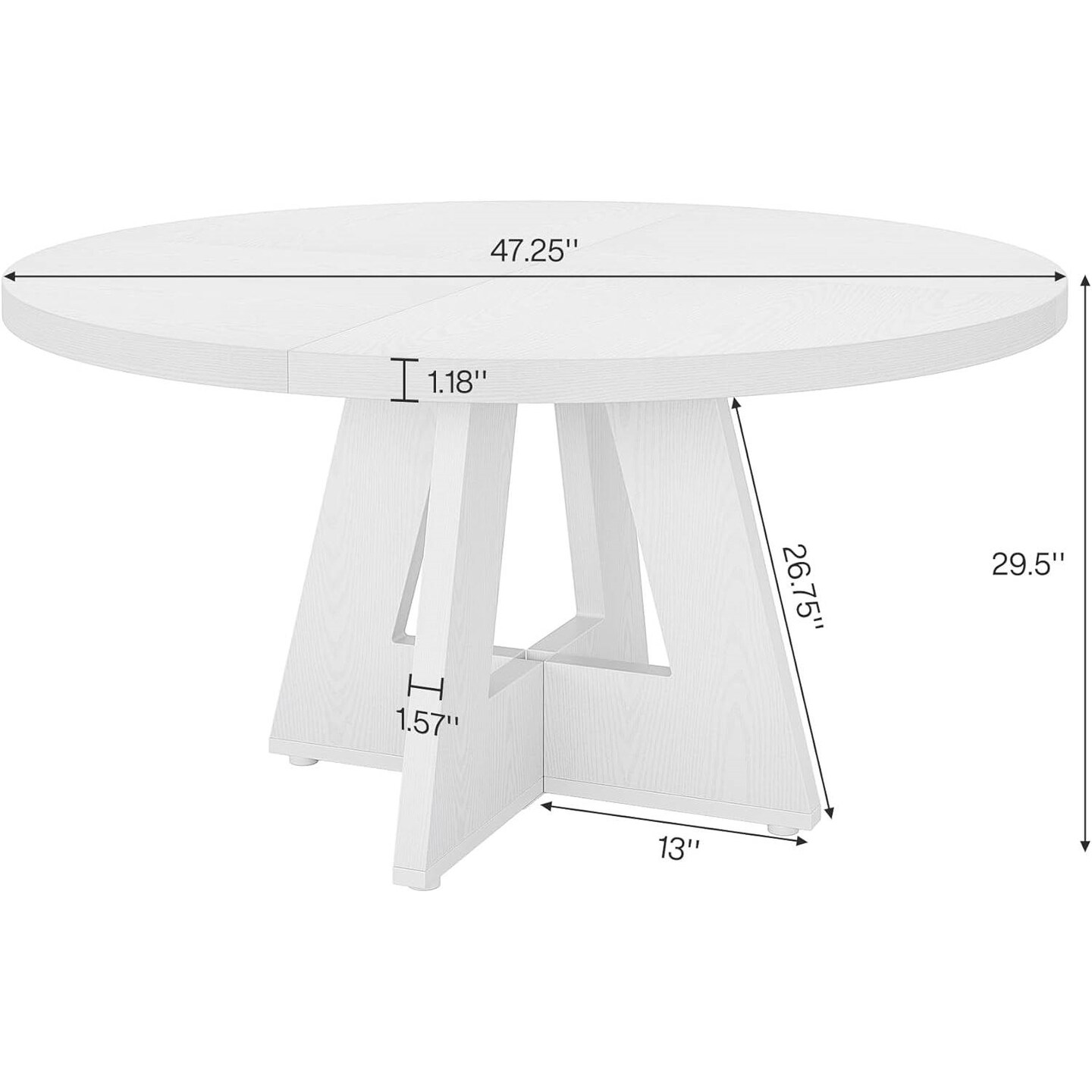 47-Inch Round Wooden Dining Table with Scratch-Resistant Surface for Kitchen or Living Room