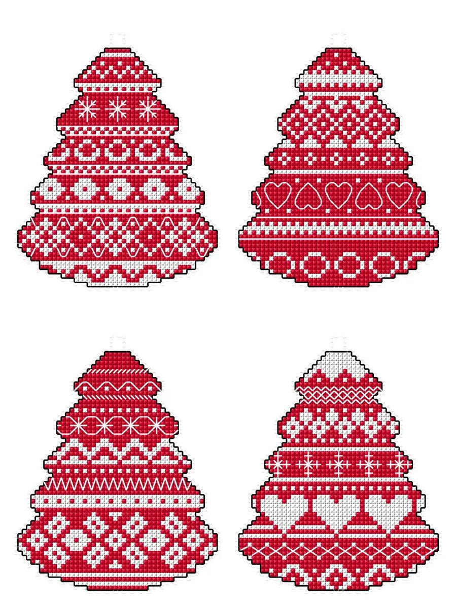 Scandinavian Christmas Trees Counted cross stitch kit with plastic canvas