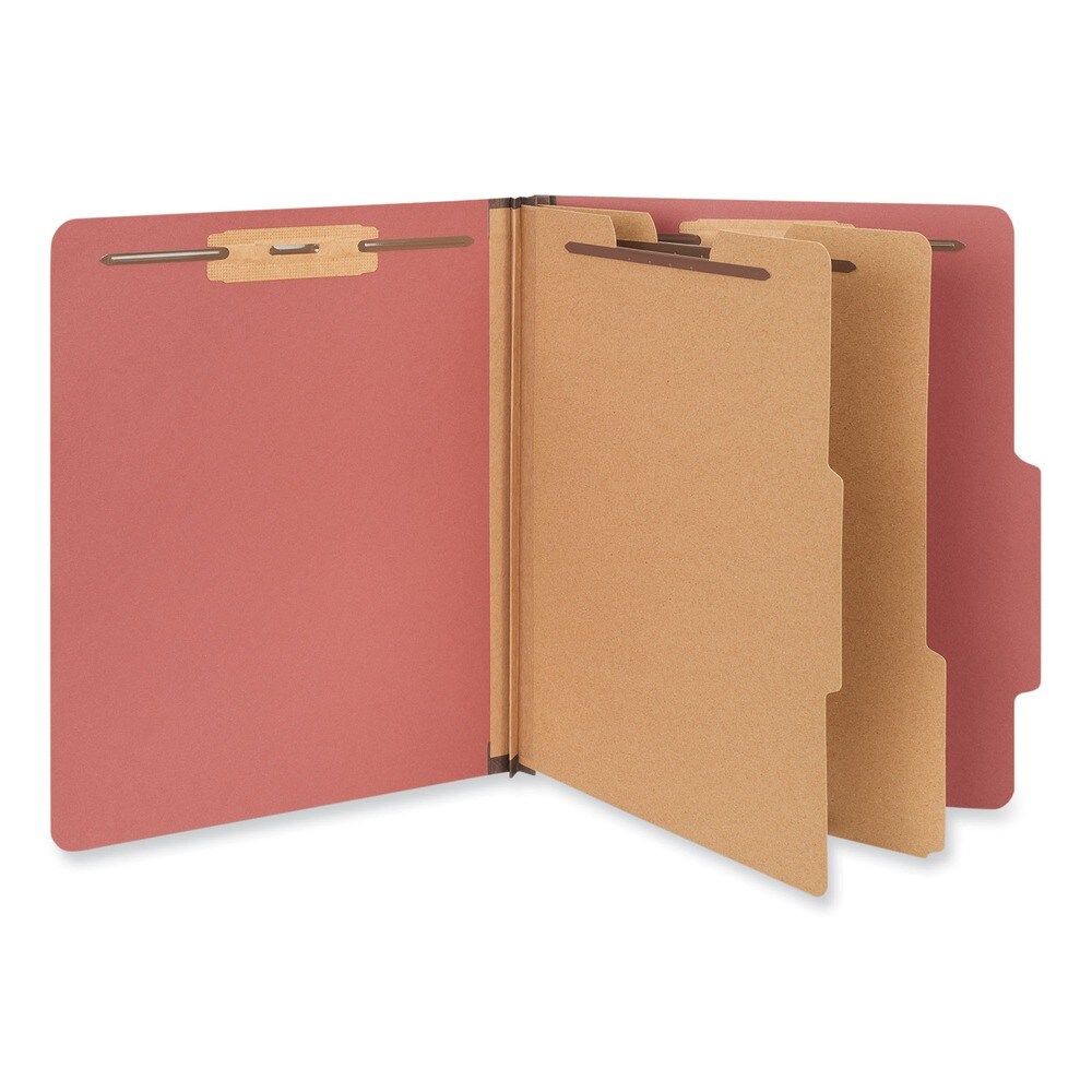 Universal 6-Section 2-Divider Pressboard Classification Folders - Letter, Red (10/Box)