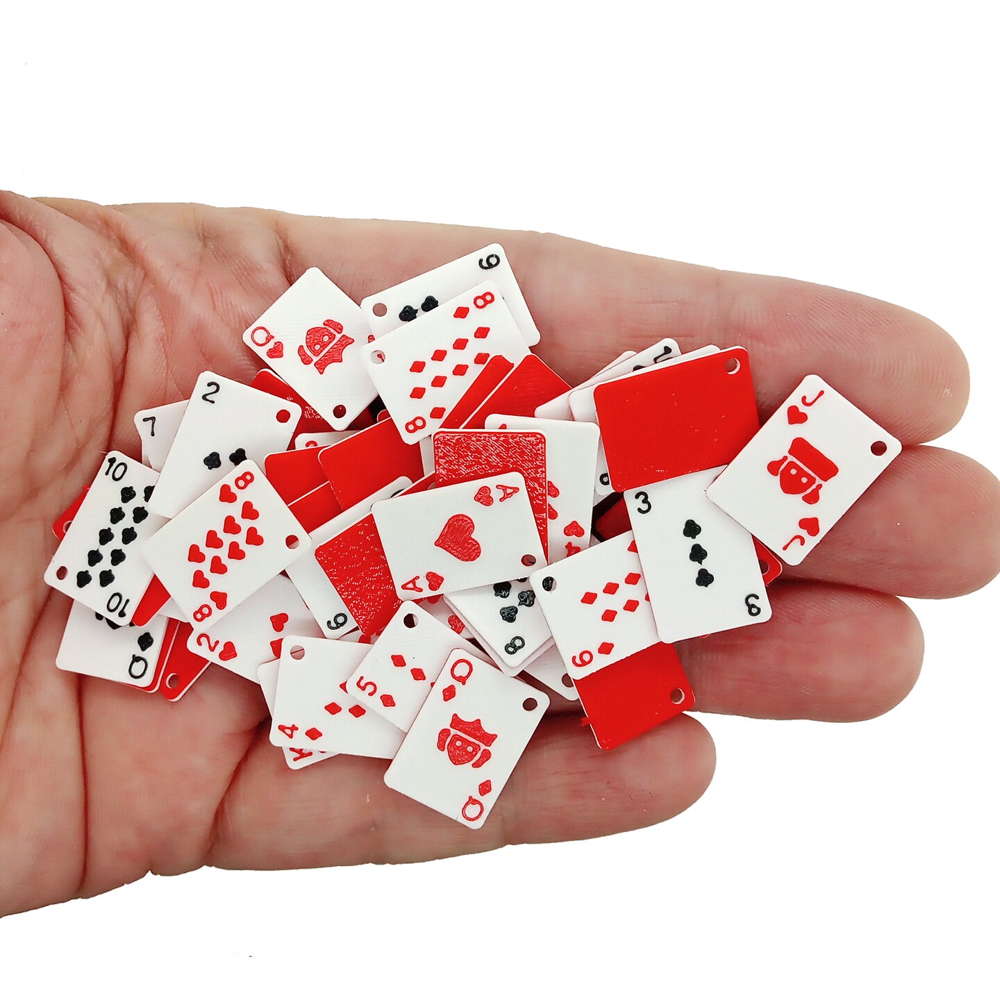 Tiny Playing Card Charms, Full Deck of 52 pcs, 5/8 inch tall, Adorabilities