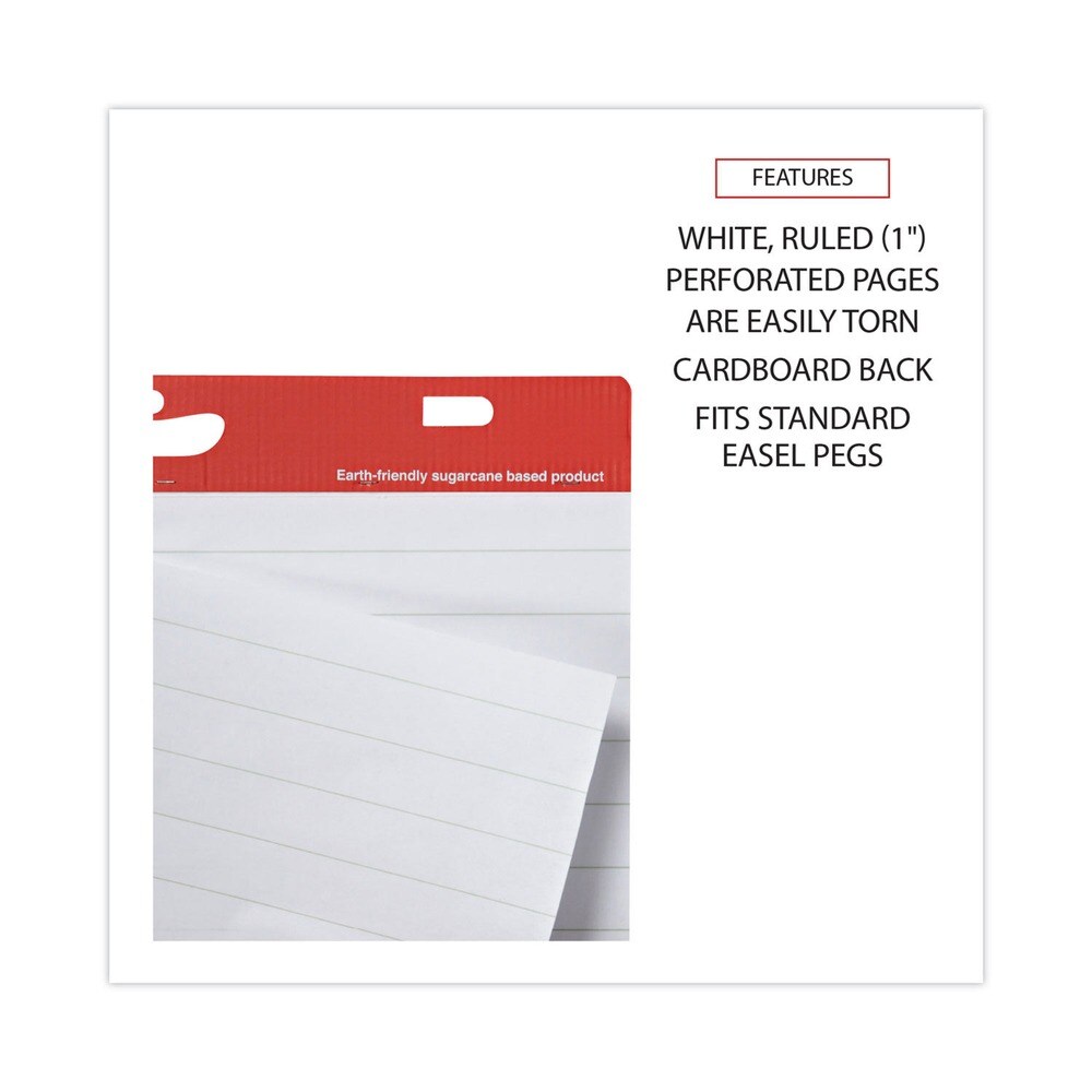 Universal 27 in. x 34 in. Renewable Resource Sugarcane Based Easel Pads - Ruled, White (50 Sheets/Pad, 2 Pads/Carton)