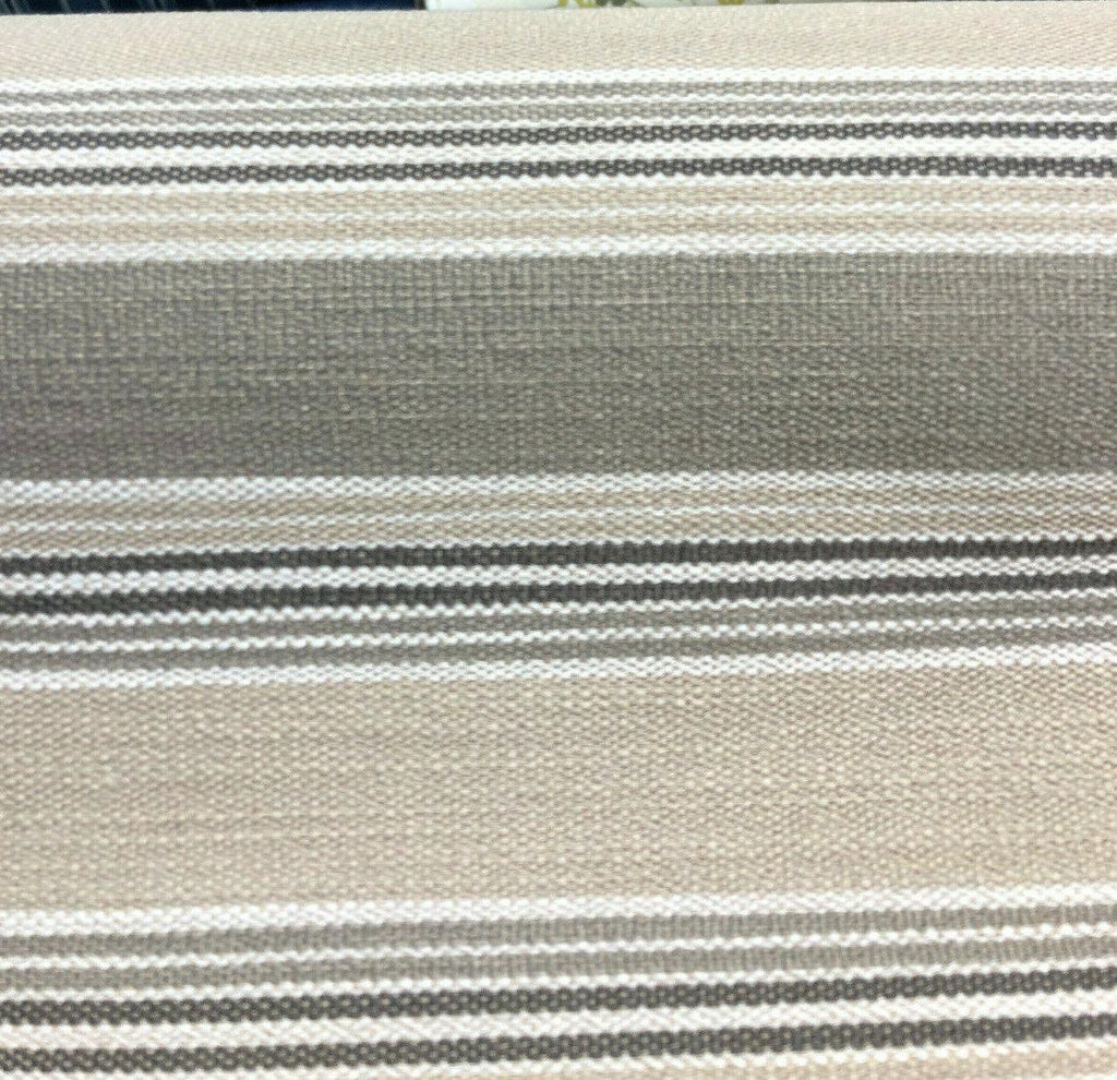 1 Yard Upholstery Fabric Cowen Stone Stripe Beige White Durable 100% Polyester 56 Inch Width