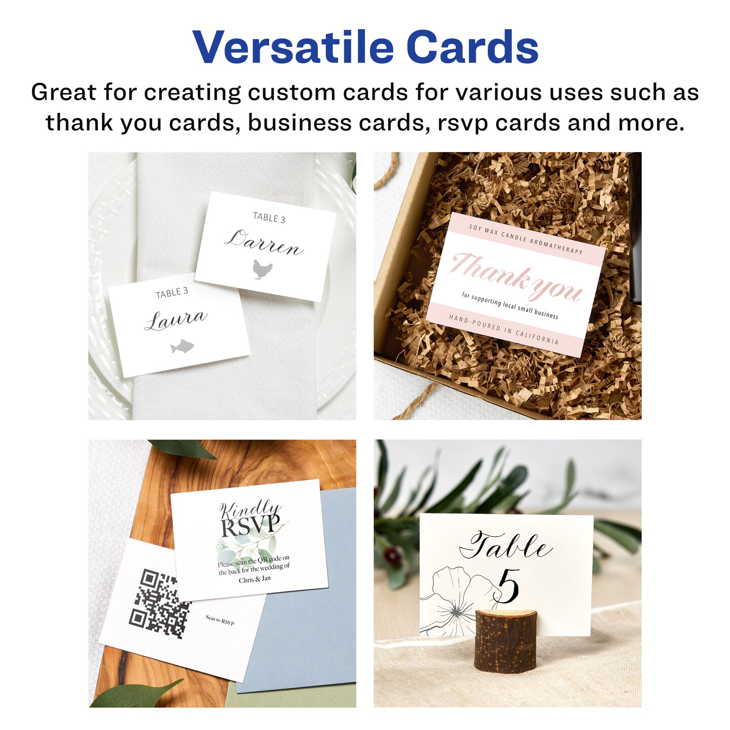 Avery Printable Matte White Cards with Sure Feed, 2.5" x 3.5" Rectangle
