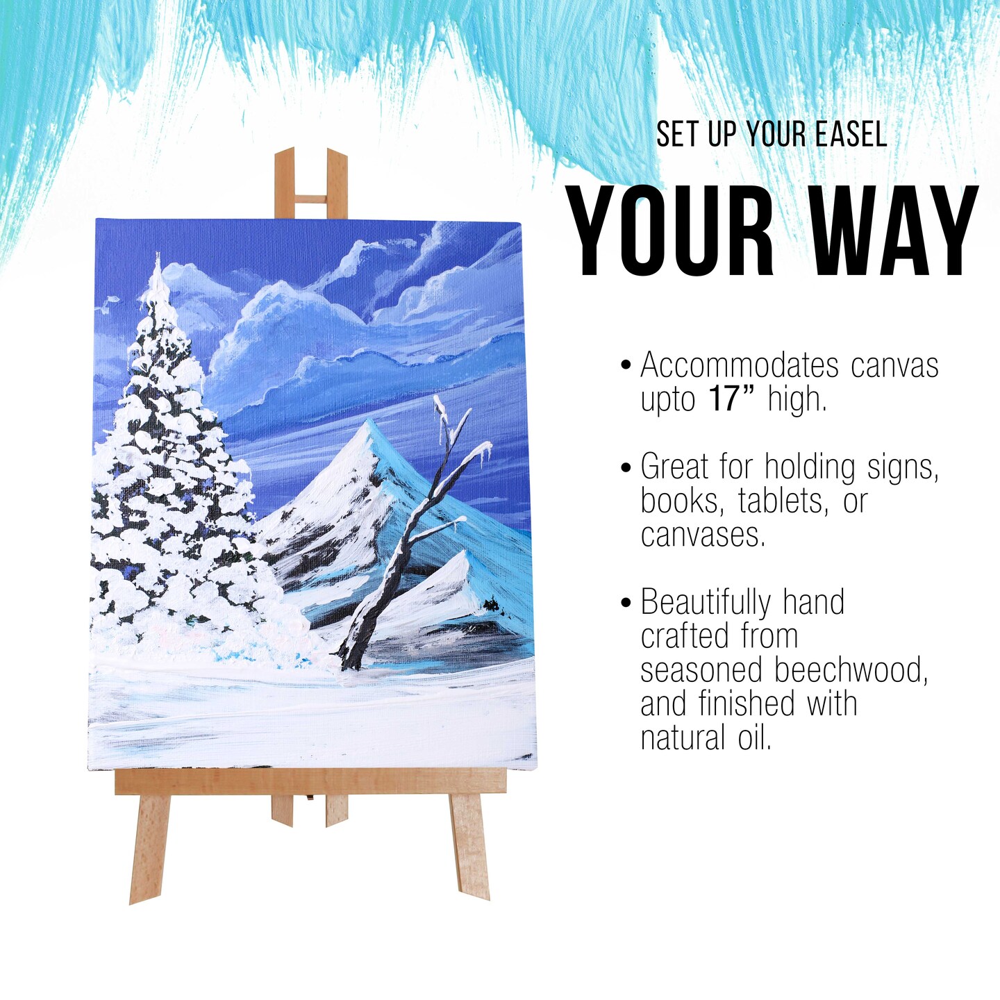 18&#x22; Large Tabletop Display Easel - Beechwood Artist A-Frame Display Stand, Wooden Easel for Painting, Canvas Stand, (Pack of 6) Classrooms Events Photo Picture Sign Holder