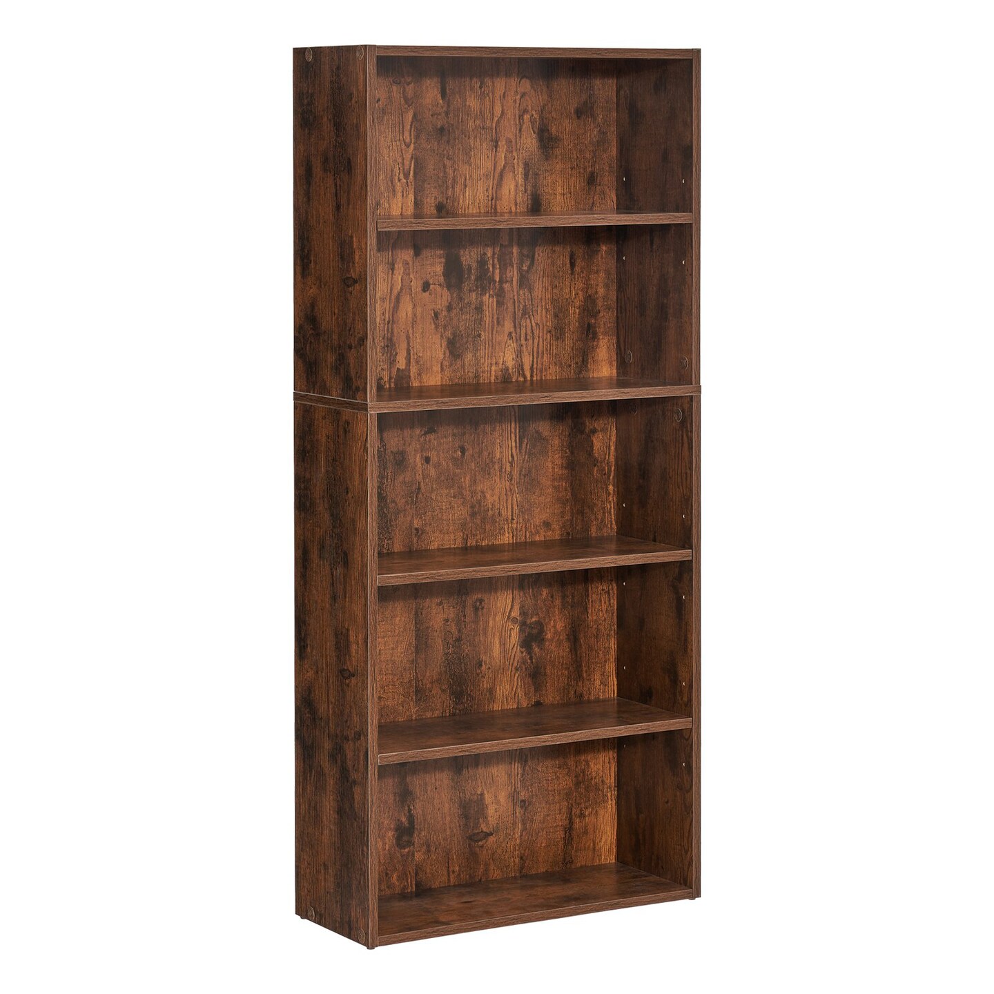 Brown 53" Wooden 5 Tiers Narrow Open Bookshelf with Height Adjustable and Removable Shelf