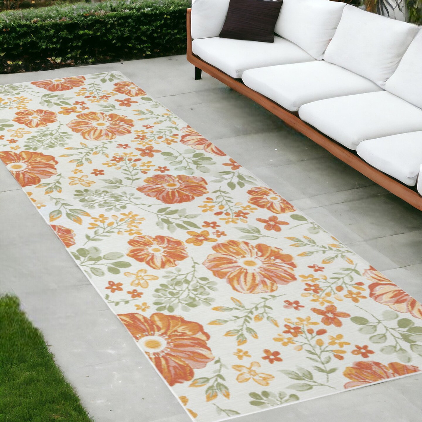 Edge Collections - 2' X 8' - Multicolor - Stain Resistant Floral Runner Rug for Indoor and Outdoor Use - 1 Piece
