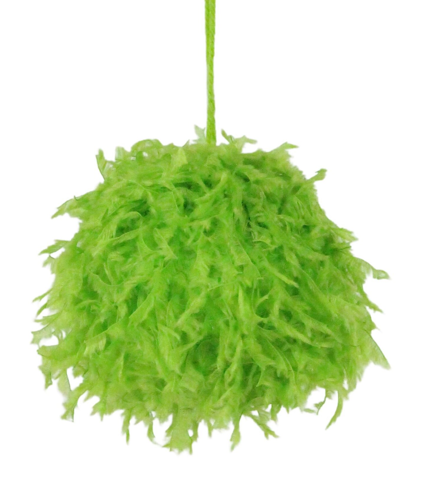 Lime Green Furry Monster Shatterproof Christmas Ornaments
