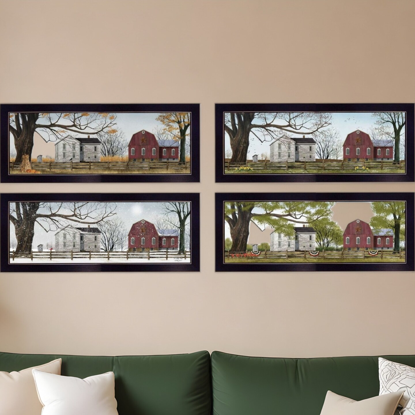 Edge Collections - Multicolor - Elegant Barn Themed Wall Art Set - 4 Piece