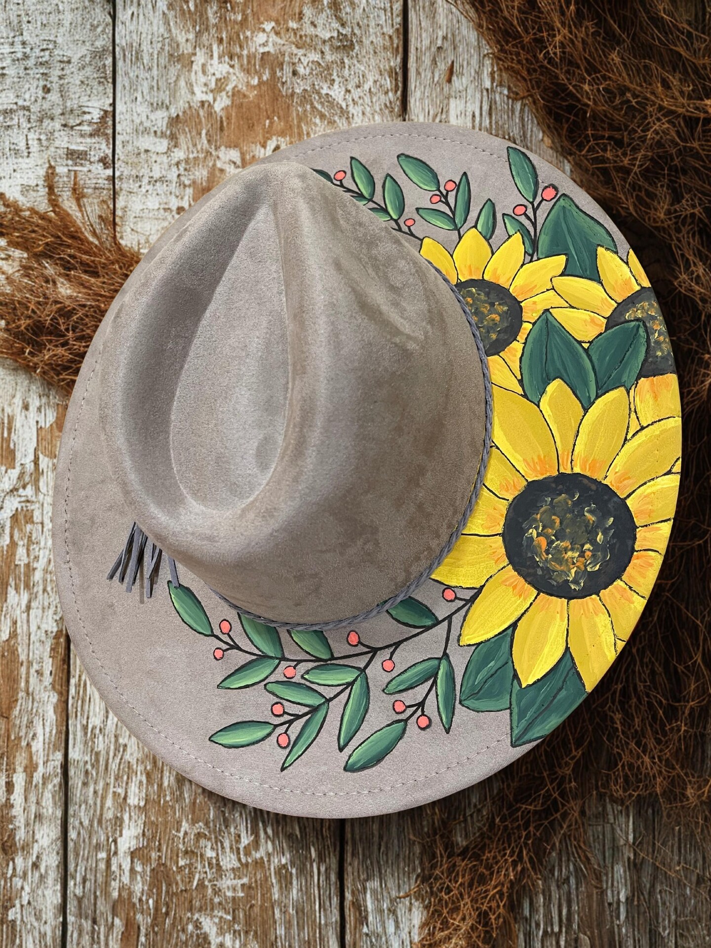 Sunflowers Western Hand Painted Hat | MakerPlace by Michaels display picture 1