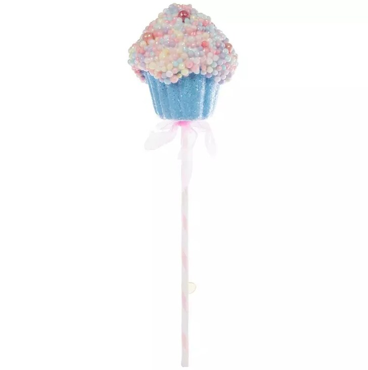 13.5" Sprinkled Cupcake Pick – Whimsical Christmas Tree Decoration & Holiday Accent