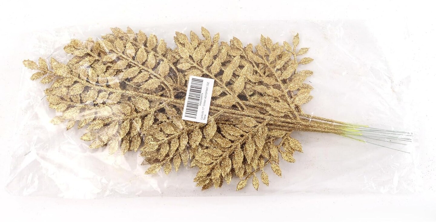 Set of 24: Sparkling Gold Glitter Ash Spray Picks | 17-Inch | Festive Holiday Decor | Trees, Wreaths, &#x26; Garlands | Christmas Picks | Home &#x26; Office Decor | Floral Home by Artificial Flowers