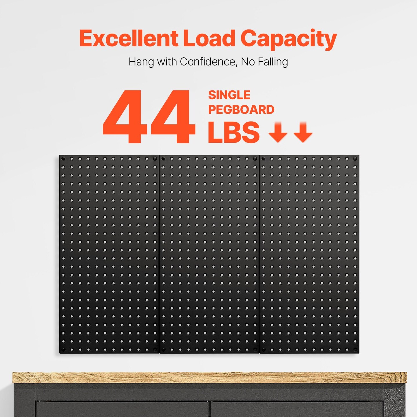 Black Metal Pegboard Panels with Volcanic Holes, 132 lbs Load