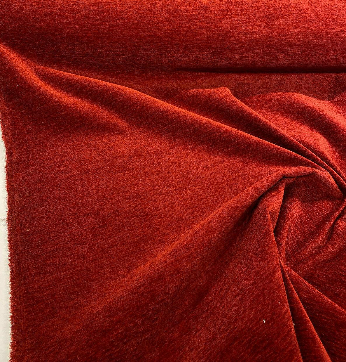 1 Yard Barcelona Red Cinnabar Soft Chenille Upholstery Fabric 100% Polyester for Sofa Chair Cushion Decor 56 Inches Wide