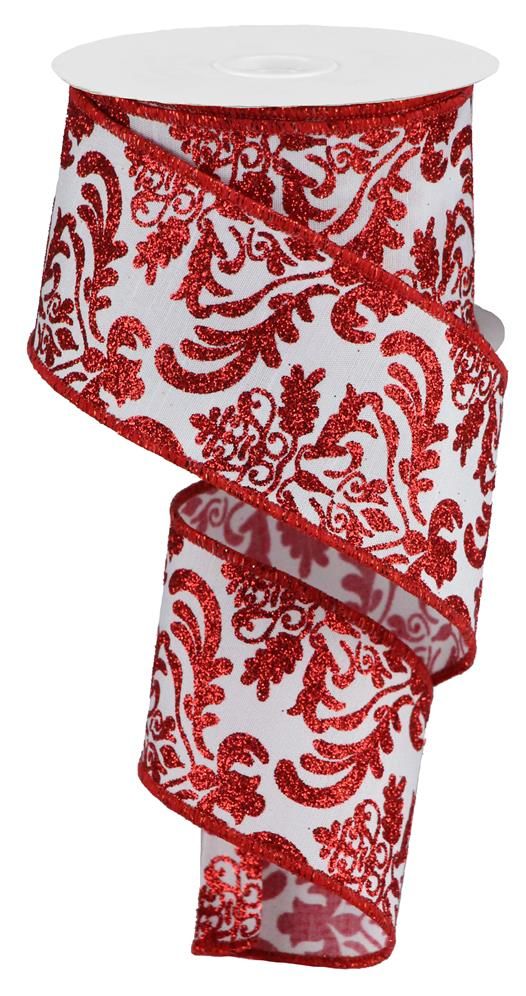 RG Ribbon Glitter Damask, Wired Faux Dupioni, 2.5