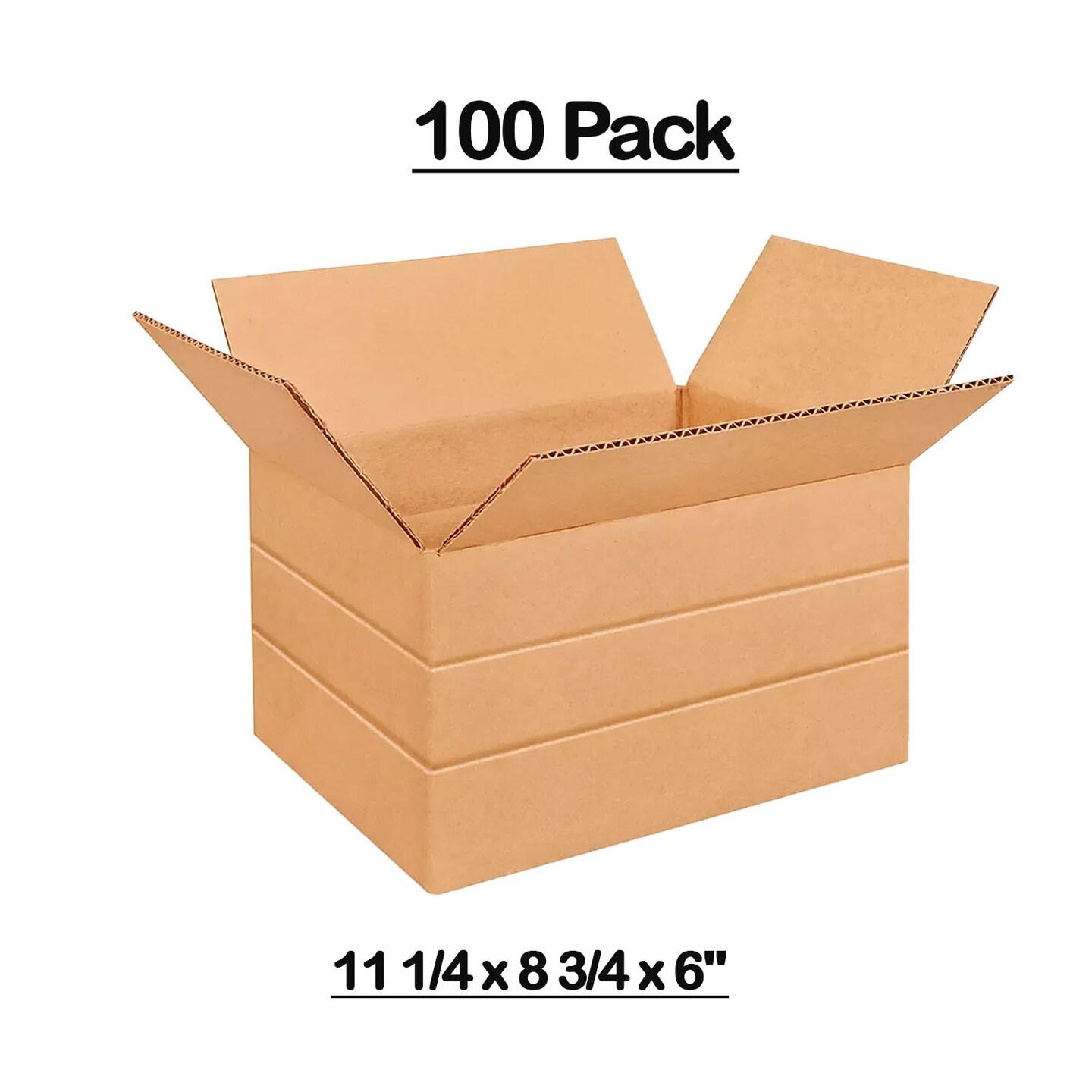 100 Pack Durable Multi Depth Cardboard Mailing Cartons Strong Packing Shipping Boxes 11 1⁄4 x 8 3⁄4 x 6 Inch