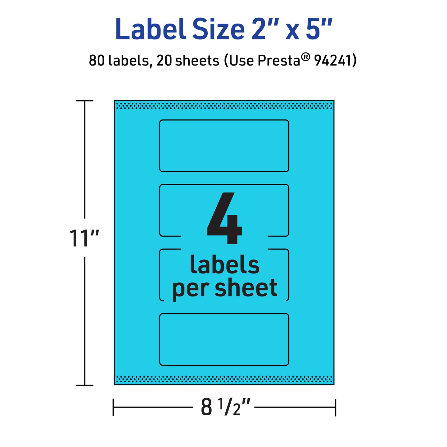 Avery Bright Blue Paper Labels, 2&#x22; x 5&#x22; Rectangle