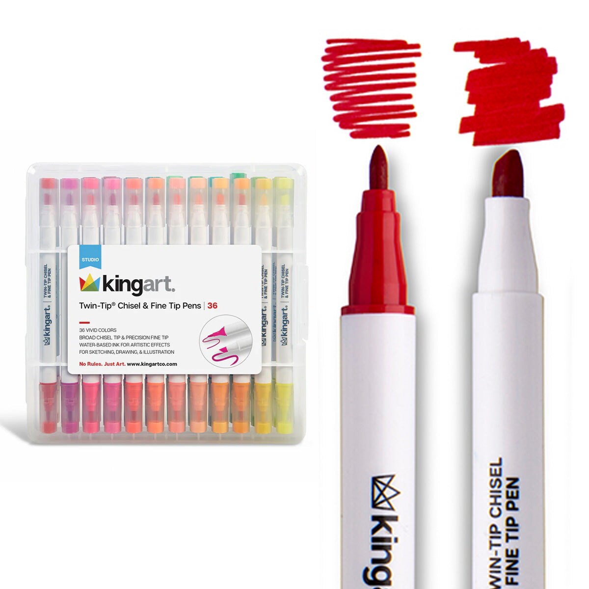 KINGART&#xAE; Twin-Tip Chisel &#x26; Fine Markers, Set of 36 Colors