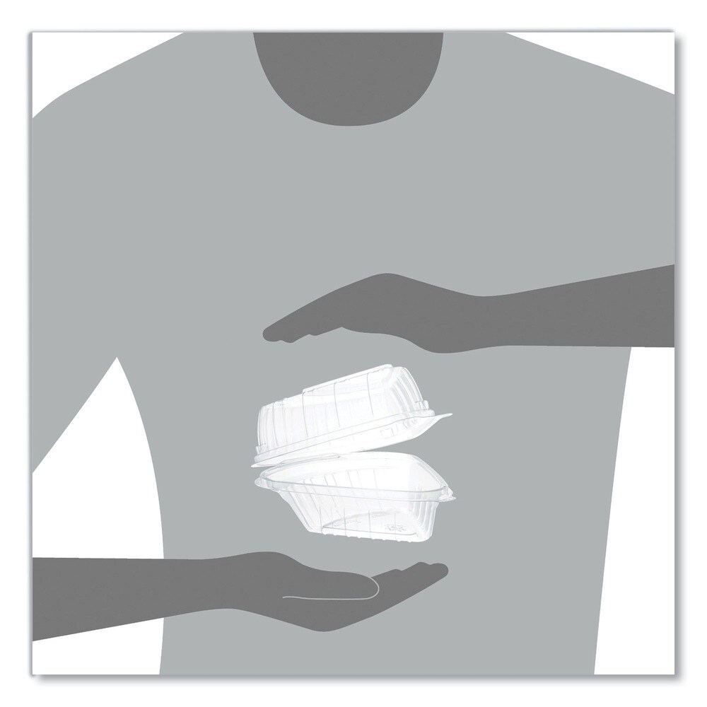 Dart Showtime 6.1 in. x 5.6 in. x 3 in. 6.67 oz. Plastic Pie Wedge Hinged Containers - Clear (250/Carton)