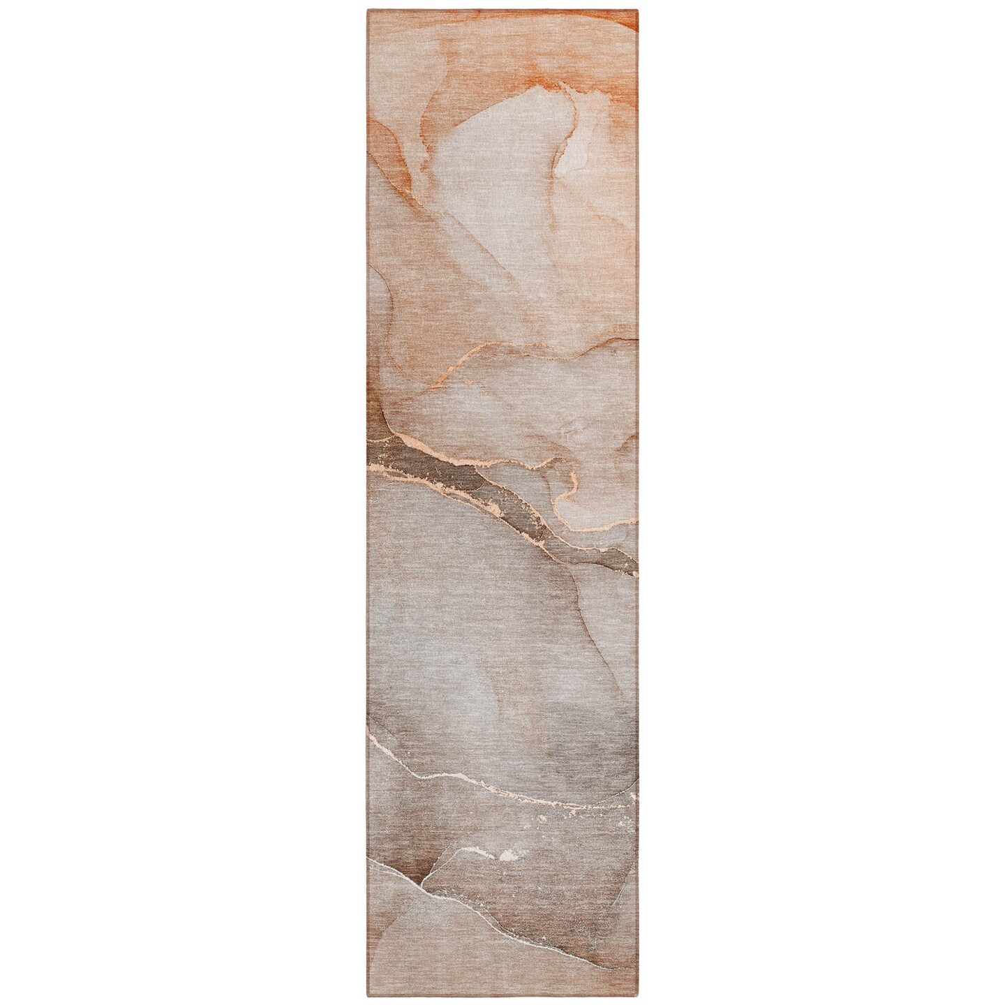 Edge Collections - 8' - Brown - Washable Abstract Runner Rug for Indoor and Outdoor Use - 1 Piece