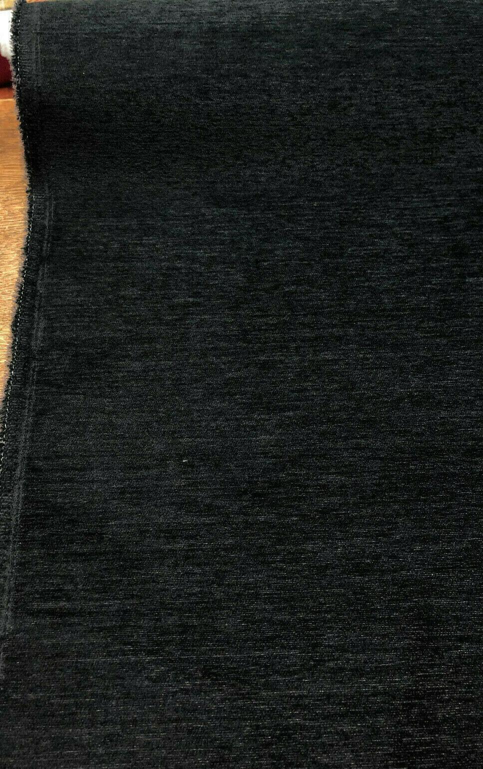 1 Yard Black Soft Chenille Upholstery Durable 100% Polyester Solid Fabric